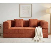 Canapé 3 Places convertible LILA en velours côtelé ocre, modulable, confortable, multifonctionnel, livré compressé