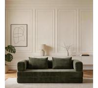 GEDTECH ARMANA Canapé 3 Places Convertible Lila en Velours côtelé, modulable en lit, Confortable, Cosy, méridienne en Velours, Sofa Moderne et Personnalisable, canapé lit (Vert)