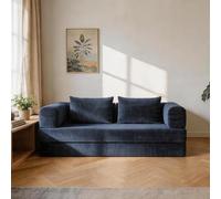 GEDTECH ARMANA Canapé 3 Places Convertible Lila en Velours côtelé, modulable en lit, Confortable, Cosy, méridienne en Velours, Sofa Moderne et Personnalisable, canapé lit (Bleu)