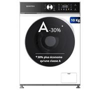 GEDTECH Lave-linge frontal GLLPS101400WH - 10 Kg - 1400 tr/mn - 16 programmes - Eco - Intensif - Rapide - Très Faible conso - Panneau commande LED couleur