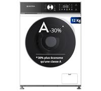 GEDTECH Lave-linge frontal GLLPS121400WH - 12 Kg - 1400 tr/mn - 16 programmes - Eco - Intensif - Rapide - Très Faible conso - Panneau commande LED couleur