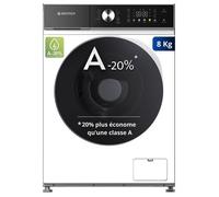 GEDTECH Lave-linge frontal GLLPS81400WH - 8 Kg - 1200 trmn - 16 programmes - Eco - Intensif - Rapide Faible conso - LED couleur