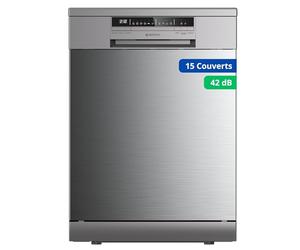 GEDTECH Lave-vaisselle GLV1542IX 15cv - Tiroir à couverts - 42 dB - Ultra silencieux - Départ Différé - Eco - Intensif - Rapide - Faible conso Inox - Protection enfant