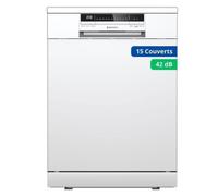 GEDTECH Lave-vaisselle GLV1542WH 15cv - Tiroir couverts - 42 dB - Ultra silencieux - Départ Différé - Eco - Faible conso Classe C