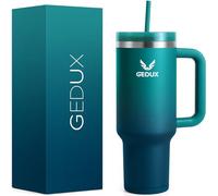 Gedux Gourde avec paille, 1,2 l, tasse isotherme avec poignée, isolation sous vide à double paroi, anti-fuite, couvercle résistant aux éclaboussures, fond en silicone antidérapant, idéal pour