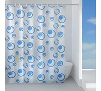 Gedy 180 x 200, Bleu Clair, G-Orbite, fabriqué en Tissu peva, Finition, Design R&S, Rideau de Douche avec 12 Anneaux, 2 Ans de Garantie