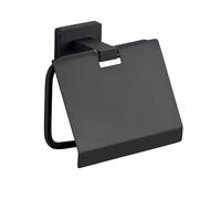 Gedy ATENA Porte-Rouleau de Papier Toilette avec Couvercle, Noir Mat, Acier Inoxydable, 13 x 5,3 x 11,3 cm