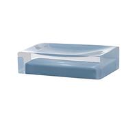 GEDY Auckland Savon, dimensions et poids : 3 x 11 x 7 cm et 0,15 kg, porte savon solide en résine transparente de haute qualité, finition bleu ciel, design R&S, fait à la main, 2 ans de garantie, unique