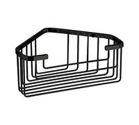 Gedy Augustus Panier de douche, étagère de douche, angle, acier inoxydable, noir mat, 20 x 15,1 x 8 cm