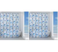 Gedy Azzurra, G-Orbita 240 x 200, fabriqué en Tissu peva, Finition, Design R&S, Rideau de Douche Muni de 12 Anneaux, 2 Ans de Garantie, 200 x 240 (Lot de 2)