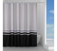 Gedy Elegance Rideau de Douche en Tissu imperméable, Texture Vagues, Couleur Blanc/Gris/Noir, Dimensions L 120 x H 200 cm, 8 Anneaux Inclus, Rideau de Baignoire, ne Colle Pas au Corps, Lavable à la