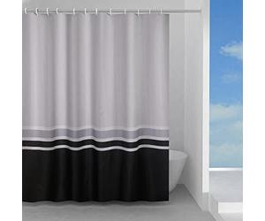 Gedy Elegance Rideau de Douche en Tissu imperméable, Texture Vagues, Couleur Blanc/Gris/Noir, Dimensions L 120 x H 200 cm, 8 Anneaux Inclus, Rideau de Baignoire, ne Colle Pas au Corps, Lavable à la