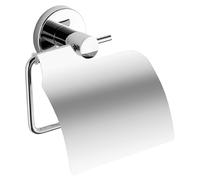 Gedy FELCE Plus Porte-Rouleau de Papier Toilette avec Couvercle, chromé, Acier Inoxydable, adhésif, sans perçage, 13,5 x 5,5 x 14,5 cm
