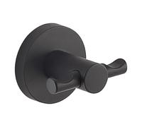 Gedy FELCE PLUS Porte-serviette de bain double, acier inoxydable, noir mat, 6,5 x 5,5 x 5,6 cm, adhésif