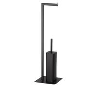 Gedy Felix Brosse WC et Porte-Rouleau pour Salle de Bain, Noir Mat, Acier Inoxydable, métal et résines thermoplastiques, 20 x 20 x 69,8 cm