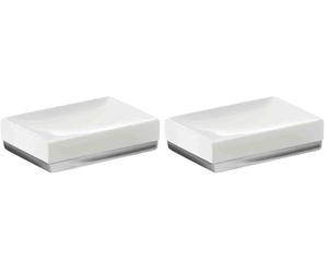 Gedy G-Lucy Porte-Savon Blanc, Composants fabriqués en céramique, Dimensions 3 x 12 x 8,2 cm et Poids 0,242 kg, Design R&S, 2 Ans de Garantie (Lot de 2)