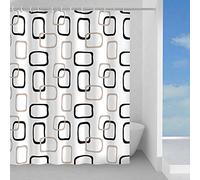 Gedy G-Piper 120 x 200, fabriqué en PES, 100% imperméable, Finition Beige et Noir, Design R&S, Rideau de Douche avec 12 Anneaux, 2 Ans de Garantie