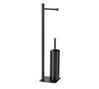 GEDY G-Seul Colonne de Bain Porte Rouleau + Brosse de Toilette Noir avec Finition Noire, Dimensions 62,8 x 14 x 14 cm, Ensemble de WC en Acier Inoxydable et Cromall, Bouton de 4 mm Inclus