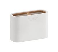 Gedy Melbourne Porte-Brosse à Dents pour Salle de Bain, Dimensions et Poids : 8,5 x 12,8 x 5,6 cm et 0,364 kg, Porte-Dentifrice et Brosse à Dents en résines et Bambou, Finition Blanche et Bambou