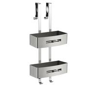 Gedy NERVA Panier de douche à suspendre, étagère de douche, double, acier inoxydable, chrome, 24 x 18,7 x 58,4 cm