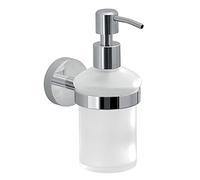 Gedy Osaka Distributeur de Savon de Salle de Bain en Acier Inoxydable et Verre dépoli 15,9 x 6,8 x 10,7 cm Design R & D Chromé