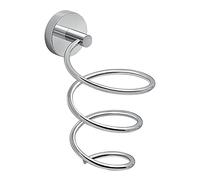 Gedy Osaka Sèche-Cheveux chromé, Dimensions 17 x 9,5 x 12,5 cm, Porte-sèche-Cheveux fabriqué en Chrome, Acier Inoxydable et récipients en Verre satiné, 10 Ans de Garantie, Design R&S, Unique