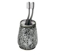 Gedy Gris, G-Myosotis, Salle de Bain, Porte-Brosse à Dents en céramique et Verre, 2 Ans de Garantie, Design R&S, Dimensions 11,3 x 8,5 x 8,5 cm, Unique