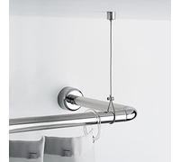 Gedy Porte-rideau de douche, chromé, dimensions : 0,5 x 150 x 2 cm, hauteur réglable jusqu'à 150 cm, câble rideau en acier, support au plafond avec finition, design R&S, 2 ans de garantie, unique