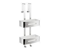 Gedy | Poseidon Porte-douche rectangulaire double en acier, finitions chromées et blanches, dimensions 58,4 x 24 x 18,7 cm et poids 2,16 kg