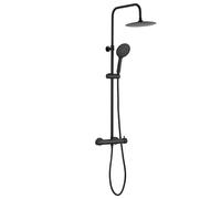 Gedy STAR PLUS 01 Colonne de douche noir mat avec robinet mitigeur 3 positions, pommeau de douche, flexible 150 cm, extensible 80-140 cm