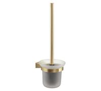 Gedy TONALE Brosse WC Murale en Acier Inoxydable et Verre Doré Mat 11,2 x 13,4 x 35,8 cm