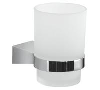 Gedy TONALE Support de Brosse à Dents, Porte-Brosse à Dents Mural, Chrome, Acier Inoxydable et Verre, 6,7 x 9,5 x 9,5 cm