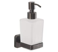 Gedy Tonga Distributeur de Savon Mural en Acier Inoxydable et Verre, capacité de 220 ML, 6,3 x 11,7 x 17,3 cm, adhésif, sans perçage