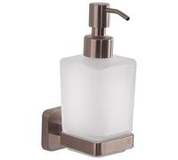 Gedy Tonga Distributeur de Savon Mural en Acier Inoxydable et Verre, capacité de 220 ML, 6,3 x 11,7 x 17,3 cm, adhésif, sans perçage Doré Rose