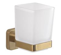Gedy Tonga Support de Brosse à Dents en Acier Inoxydable et Verre Doré Mat 6,4 x 9,7 x 10,5 cm