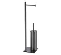 Gedy TRILLY Brosse WC et Porte-Rouleau en Acier Inoxydable Gun Métal 14 x 14 x 63 cm