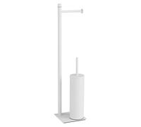 Gedy TRILLY Brosse WC et Porte-Rouleau pour Salle de Bain, Blanc Mat, Acier Inoxydable, 14 x 14 x 63 cm
