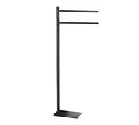 Gedy TRILLY Porte-Serviettes sur Pied pour Salle de Bain avec 2 Bras, Noir Mat, Acier Inoxydable et résines thermoplastiques, 14 x 34 x 83,5 cm