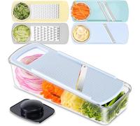 Geedel Mandoline hachoir à légumes, râpe à légumes avec 4 lames de rechange, coupe-légumes manuel, râpe à légumes, concombres, carottes, pommes de terre, fruits, coupe rapide, facile à nettoyer