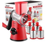 Geedel Râpe à Fromage, Rapeuse Fromage avec 5 Lames de Tambour, Coupe Legume Râpe Cuisine pour Une Coupe Plus Facile, Trancheuse à Légumes pour Le Fromage, Le Concombre, la Carotte, Les Noix (Rose)