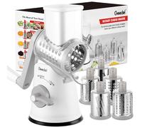 Geedel Râpe à Fromage, Rapeuse Fromage avec 5 Lames de Tambour, Coupe Legume Râpe Cuisine pour Une Coupe Plus Facile, Trancheuse à Légumes pour Le Fromage, Le Concombre, la Carotte, Les Noix (Blanc)