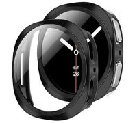 GEEDOOWIN Lot de 2 coques de protection d'écran pour Samsung Galaxy Watch 8 de 44 mm, pare-chocs en polycarbonate rigide + film de protection en verre trempé HD anti-buée, coque de protection globale