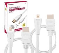 GeeekPi 2PCS 4K Micro HDMI to HDMI Cable Male to Male Cable, High Speed 18Gbps 4K 60Hz, Compatible with Raspberry Pi 5/Pi 4 8GB/4GB/2GB/1GB/Raspberry Pi 400