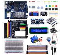 GeeekPi 5V GPIO Starter Kit for Arduino UNO Q, Complete Electronics Prototyping Kit with UNO Q 2GB RAM Board, Level-Shift Shield, LCD1602, Sensors, Servo & Components