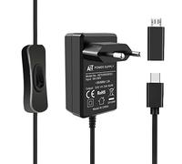 GeeekPi Alimentation USB C 5V 3.6A 18W avec Interrupteur Marche/arrêt Prise EU, pour Raspberry Pi 4 Model B 8go/ 4go/ 2go/ 1go, avec Un Adaptateur Micro USB pour Pi 3B+/3B
