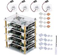 GeeekPi Boîtier avec Ventilateur et Dissipateur pour Raspberry Pi 4, Pi Rack Acrylique Stakable pour 3/2 modèle B