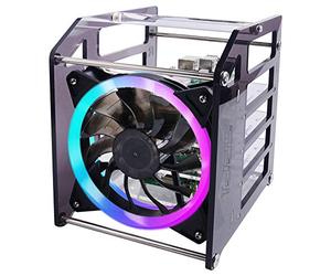 GeeekPi Boîtier de rangement empilable avec grand ventilateur LED 5 V RVB de 120 mm pour Raspberry Pi 4B/3B+/3B/2B/B+ et Jetson Nano (4 couches)