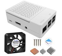 Geeekpi - Boîtier pour Raspberry Pi 2/3 Modèle B et B+ (B Plus) avec ventilateur de refroidissement et 3 dissipateurs de chaleur (Raspberry Pi non inclus) (blanc)
