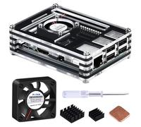 GeeekPi Boîtier pour Raspberry Pi 3 modèle B+ (B Plus), avec Ventilateur de Refroidissement et 3 dissipateurs Thermiques pour Raspberry Pi 3/2 modèle B