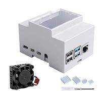GeeekPi Boîtier pour Raspberry Pi4 sur rail DIN - Boîte modulaire pour tableaux électriques, Boîtier Raspberry Pi 4 avec ventilateur, Radiateur Raspberry Pi pour Raspberry Pi 4 Modèle B